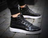 Noxwear - Men's Boots Nightclubs Fashiona Sequins With Diamonds Gold Leather Boots Trendy High Top Sports Casual Shoes Large Size 38-48
