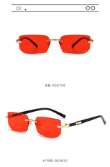 Noxwear - Rimless Sunglasses Rectangle Fashion Popular Women Men Shades Small Square Sun Glasses For Female Male Summer Traveling Oculos