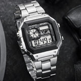Noxwear - MAYZHISU Classic Men's Digital Watches Luxury Stainless Steel Strap Sport Watches Men Military Clock LED Sport Wristwatch