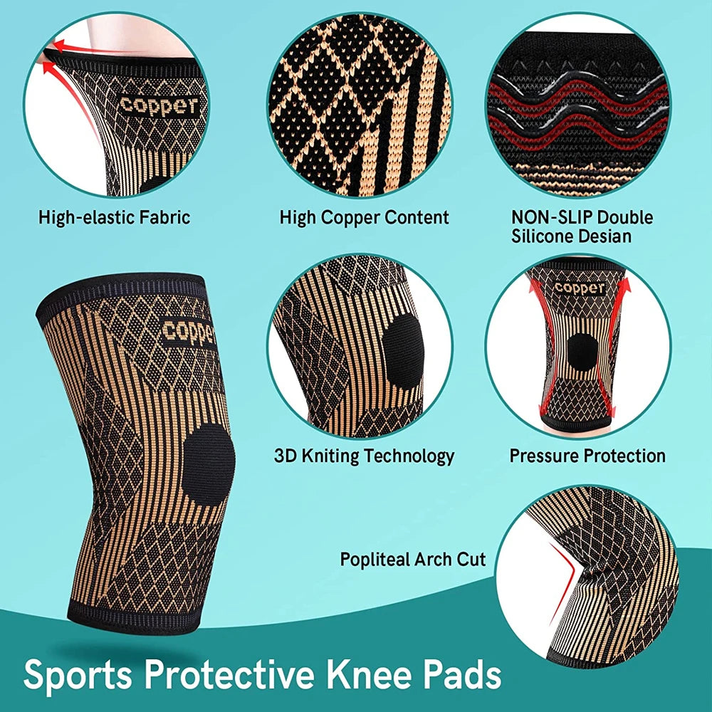 Noxwear - Copper Knee Brace for Arthritis Pain & Support-Copper Knee Sleeve for knee pain Compression sleeve for Sports,Knee Pain Relief