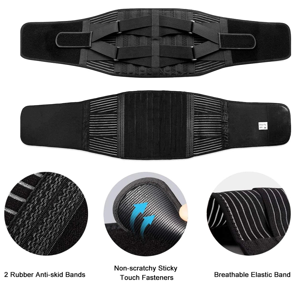 Noxwear - Lower Back Brace with 6 Stays Anti-skid Orthopedic Lumbar Support Breathable Waist Support Belt for Men Women Gym Pain Relief