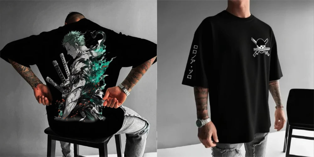 Noxwear - Zoro Anime Men's Women's Short Sleeve T-shirts New Summer Cotton Streetwear Casual Tops Graphic Tee Oversized Y2k Clothes