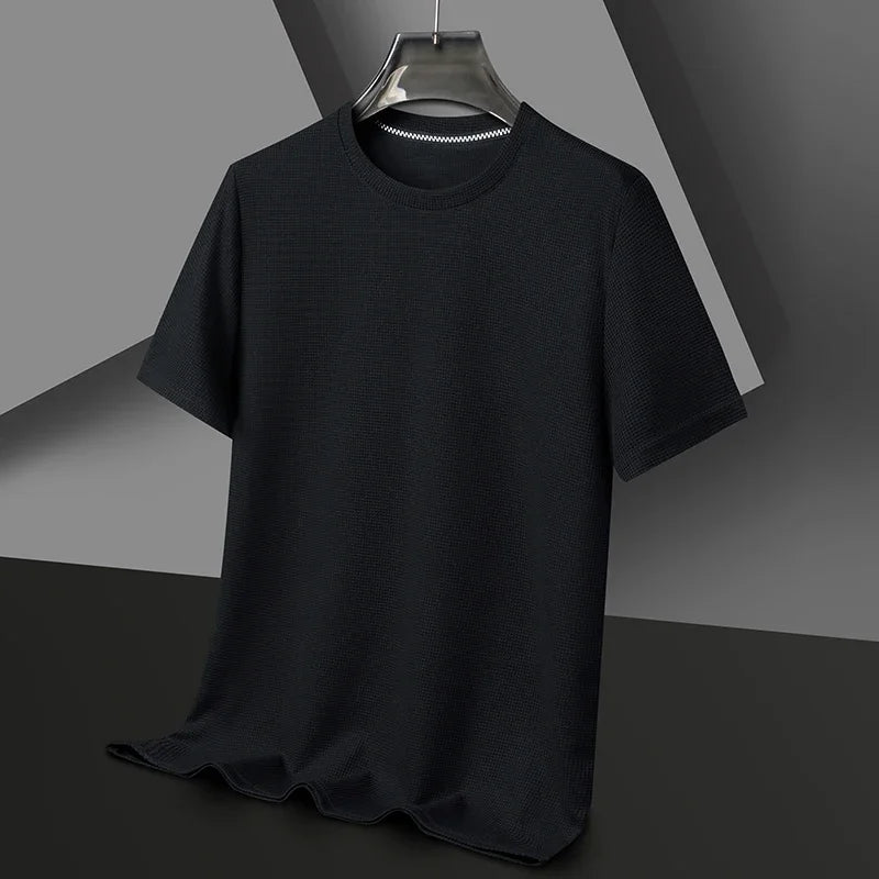 Noxwear - New Summer Waffle Round Neck Short Sleeved T-shirt for Men's Short Sleeved Top
