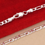Noxwear - Noble new arrive 925 sterling silver 4MM chain for men Women Bracelet Necklace jewelry set lady Christma gifts charms wedding