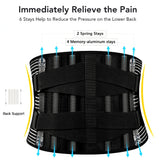 Noxwear - Lower Back Brace with 6 Stays Anti-skid Orthopedic Lumbar Support Breathable Waist Support Belt for Men Women Gym Pain Relief