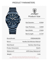 Noxwear - POEDAGAR Sport Original Men Clock Quartz Date Week Luxury Man Wristwatch Waterproof Luminous Stainless Steel Men's Watches Reloj
