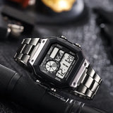 Noxwear - MAYZHISU Classic Men's Digital Watches Luxury Stainless Steel Strap Sport Watches Men Military Clock LED Sport Wristwatch