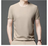 Noxwear - New Summer Waffle Round Neck Short Sleeved T-shirt for Men's Short Sleeved Top