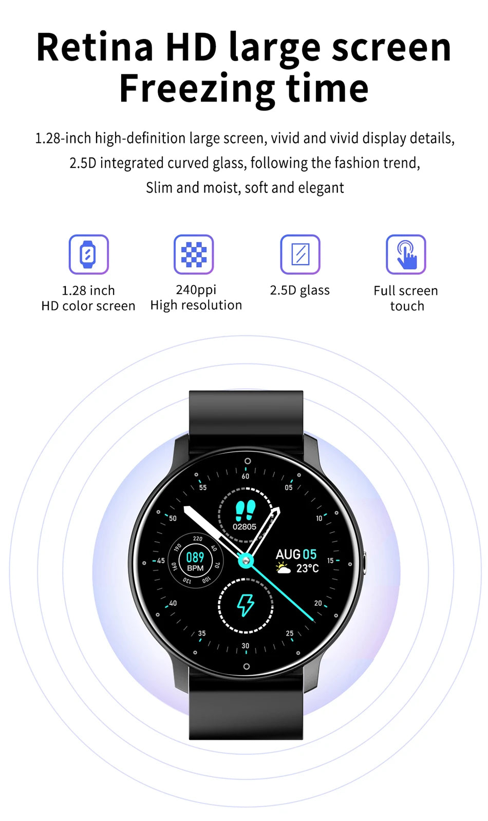 Noxwear - LIGE Smart Watch Women Men Full Touch Screen Bluetooth Call Smartwatch Waterproof Sports Fitness Tracker Watches for Android iOS