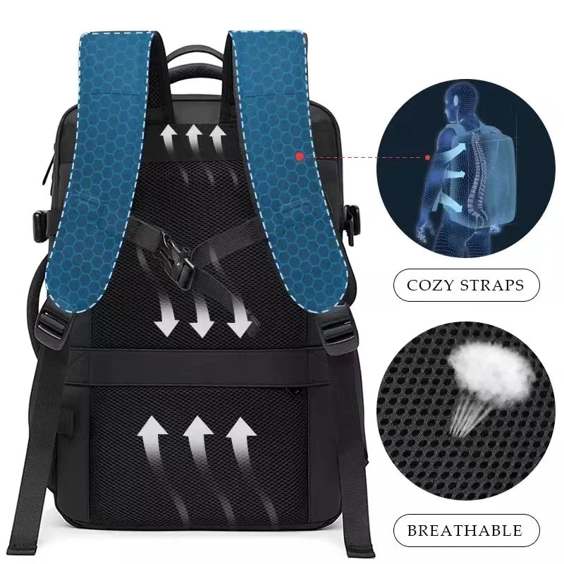Noxwear - Bange Travel Backpack, Backpack School Expandable USB Bag Large Capacity 17.3 Laptop Waterproof