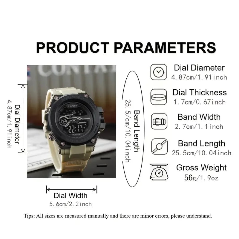Noxwear - Multifunction Men's Sports Watch Waterproof Luminous Alarm Clock Men LED Digital