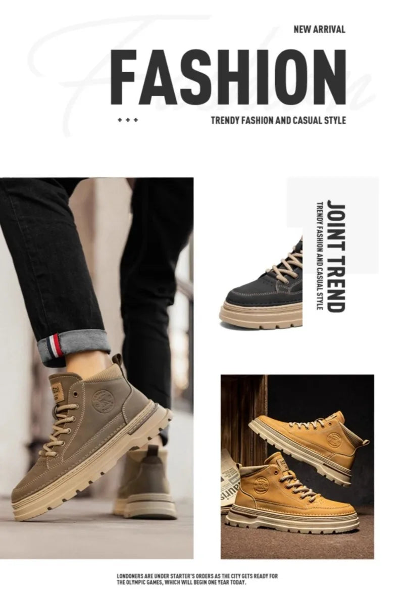 Noxwear - Winter New Man Shoes Classic Men Retro Ankle Boots Fashion Waterproof No-slip High-top Casual Shoe Work&Safty Boots Botas Hombre