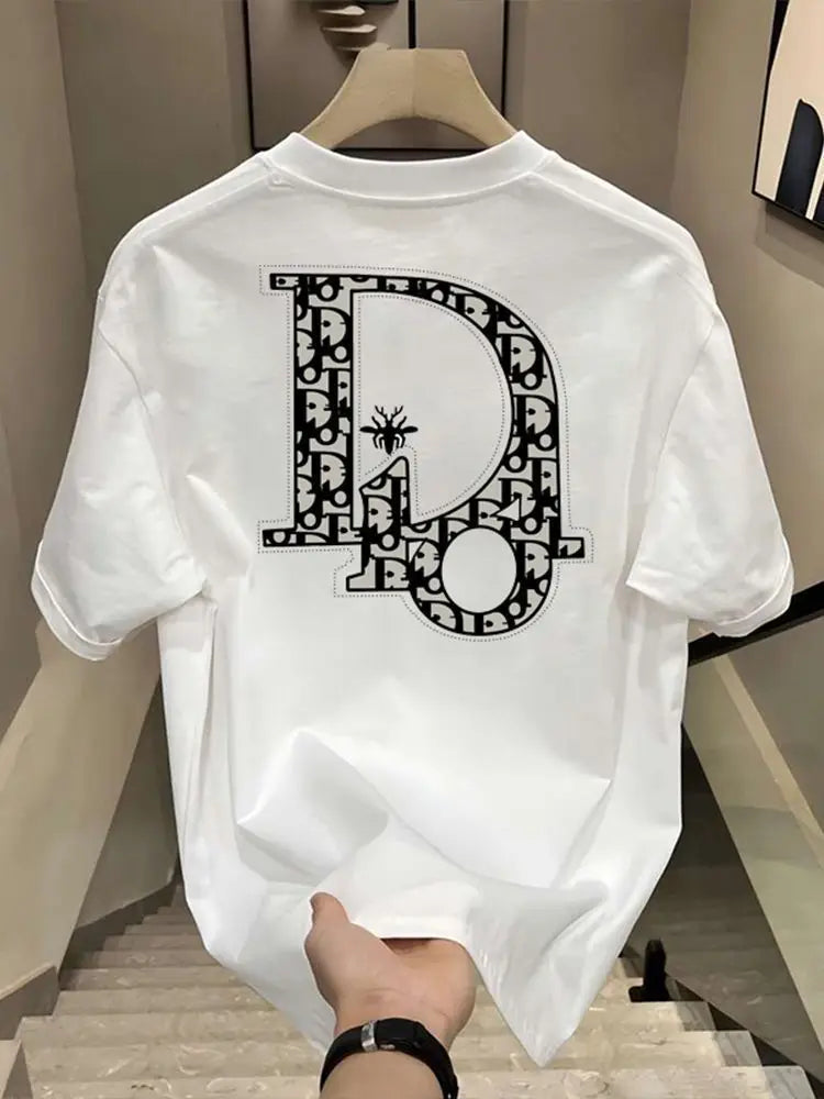 Noxwear - Heavy Trendy Brand Letter T-shirt American Ruffian Handsome Print Men's and Women's Summer Trend Loose Short-sleeved Crew Neck