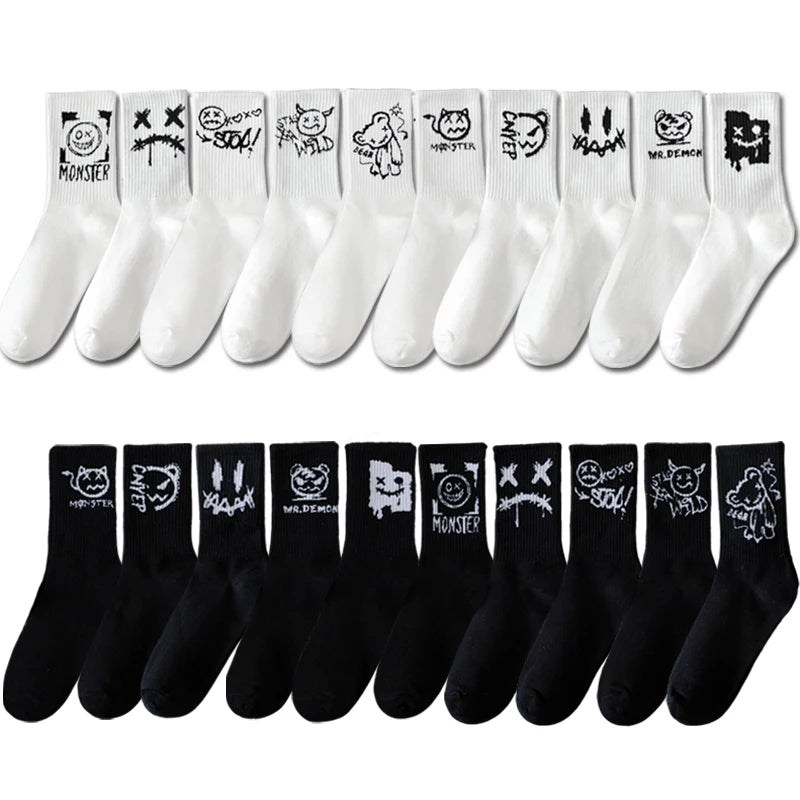 Noxwear - 10 pairs of men's sports socks, casual, breathable, and versatile. Ghost face graffiti personalized socks