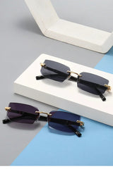 Noxwear - Rimless Sunglasses Rectangle Fashion Popular Women Men Shades Small Square Sun Glasses For Female Male Summer Traveling Oculos