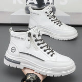 Noxwear - Winter Mens Warm Ankle Boots Fashion Versatile White Leather Shoes Outdoor Non-slip Sneakers for Man Motocycle Snows Boots Botas