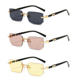 Noxwear - Rimless Sunglasses Rectangle Fashion Popular Women Men Shades Small Square Sun Glasses For Female Male Summer Traveling Oculos