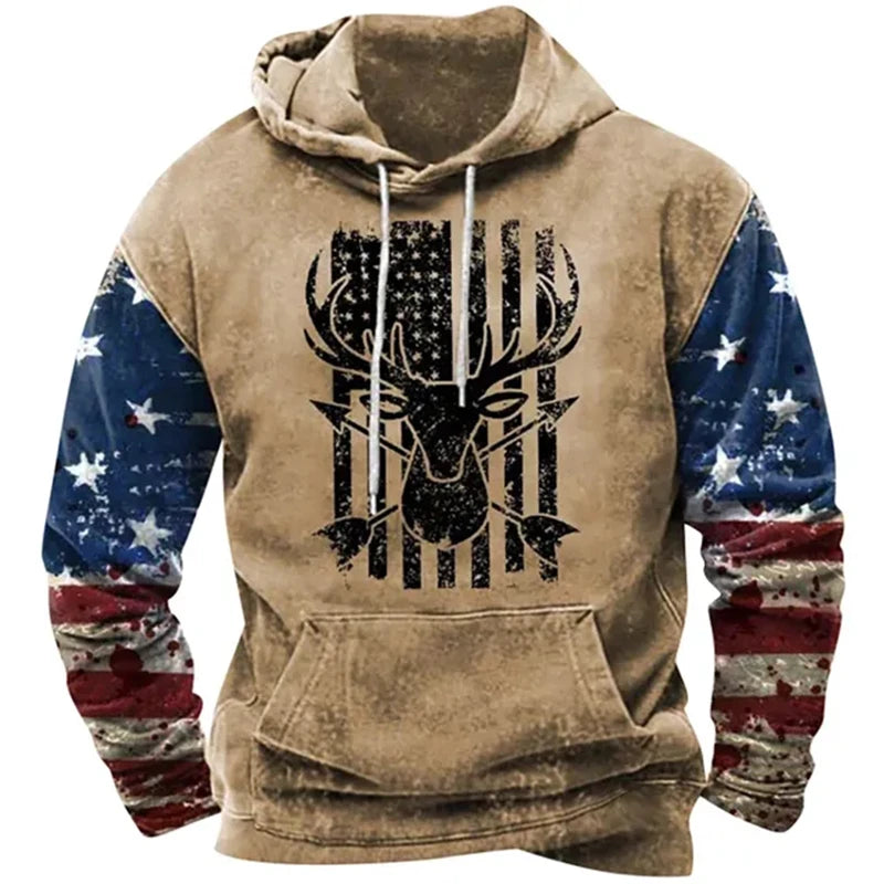 Noxwear - Fashion US Flag Print Hoodies For Men Hip Hop Trend Harajuku Vintage Clothes Spring and Autumn New in Sweatshirts Oversized Tops