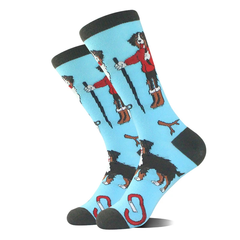 Noxwear - Cotton Happy Funny Socks Men Alien Planet Shark Crazy Design Sokken Unisex Novelty Dinosaur Crew Skateboard Calcetines Hombre