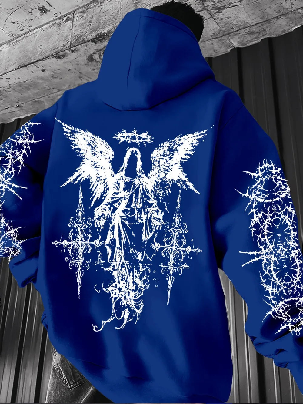 Noxwear - European and American men's autumn fashion personality angel print comfortable hooded sweatshirt outdoor street style top