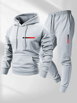 Noxwear-Printed sweatshirt set, men's hoodie and pants set, warm and casual sports pullover and pants set for spring, autumn, and winter