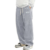 Noxwear - New Mens Corduroy Casual Pants Fashion Loose Fit Baggy Pants Straight Sweatpants Elastic Waist Drawstring Outdoor Streetwear