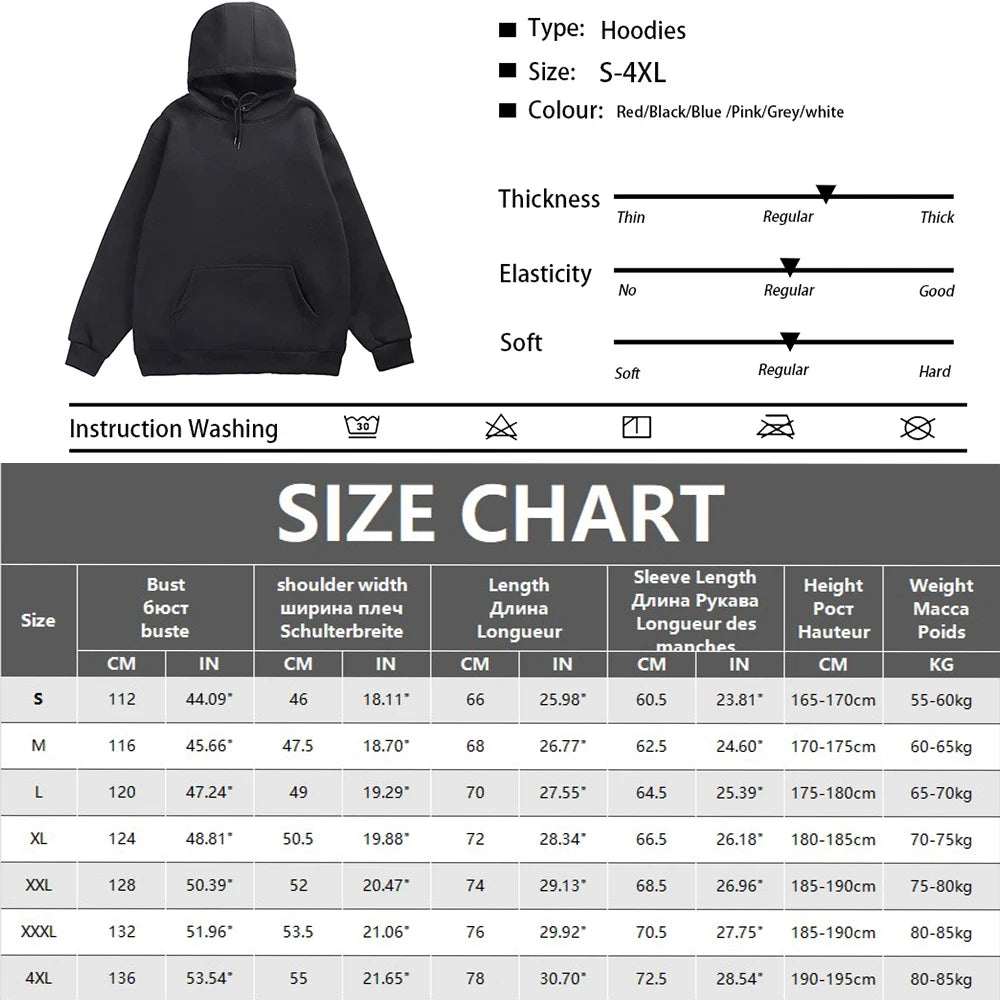 Noxwear - Hoodies Women Pullover Spring Autumn Casual Hoodie Sweatshirts Solid Color Hoodies Oversize Black Sweatshirt For Male