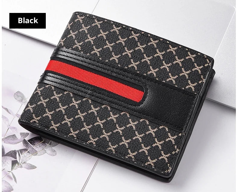 Noxwear - New Style Multi Card Slot Leather Wallet for Men Hand Woven Fashion Simple Ultra Thin Coin Purse