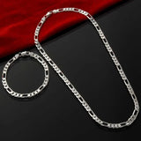 Noxwear - Noble new arrive 925 sterling silver 4MM chain for men Women Bracelet Necklace jewelry set lady Christma gifts charms wedding
