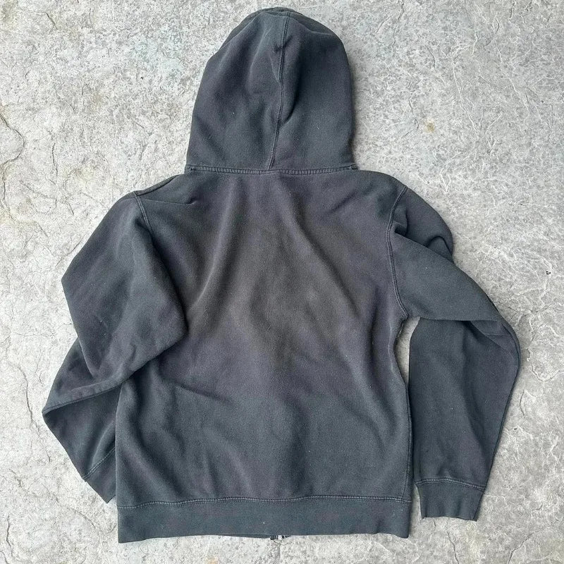 Noxwear Anime Hoodies in dark gray featuring oversized fit with soft fabric and clean back panel for modern streetwear style.
