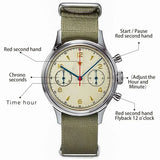 Noxwear - Men's watches 1963 pilot automatic watch 42mm waterproof retro quartz chronograph vintage dress watch