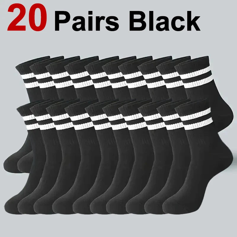 Noxwear - 5/10/20 Pairs Neutral Solid Color Round Neck Socks Spring Autumn Sweat Absorbing Breathable Comfortable All-season Sports Socks