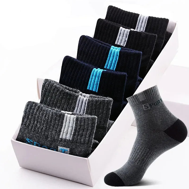 Noxwear - 10/5/3pairs Breathable Con Sports Stockings Men Bamboo Fiber Autumn and Winter Men Socks Sweat Absorption Deodorant.