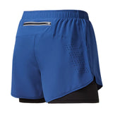 Noxwear - Men's Running Shorts Quick-drying Fitness Black Double Layer Shorts Men New Sport Workout Training Bodybuilding Short Pants