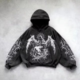 Noxwear - 6xl Retro Gothic Evil Angel Print Hip Hop Hoodie for Men Y2k Punk Casual Loose Pullover Women Streetwear Sweatshirt Hoodies