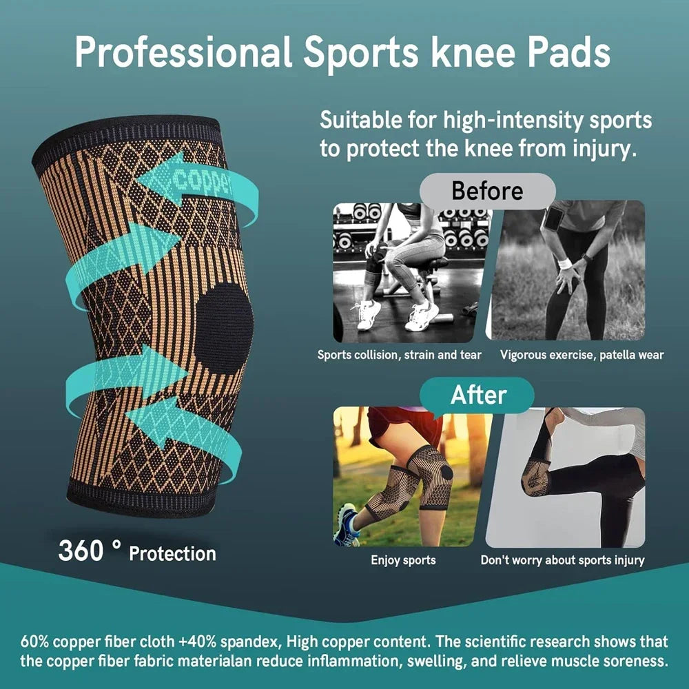 Noxwear - Copper Knee Brace for Arthritis Pain & Support-Copper Knee Sleeve for knee pain Compression sleeve for Sports,Knee Pain Relief