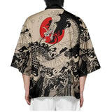 Noxwear-Summer Japanese Style Anime Dragon Print Cosplay Haori Yukata Top Adult Traditional Samurai Loose Kimono Cardigan for Men Women