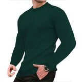 Noxwear - Men's coat fashion small check Waffle youth round neck jacquard check hoodie
