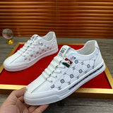 Noxwear - European New Shoes for Men Genuine Leather Casual Shoes Trend Print Flats Skateboard Shoes Youth Street Sneakers