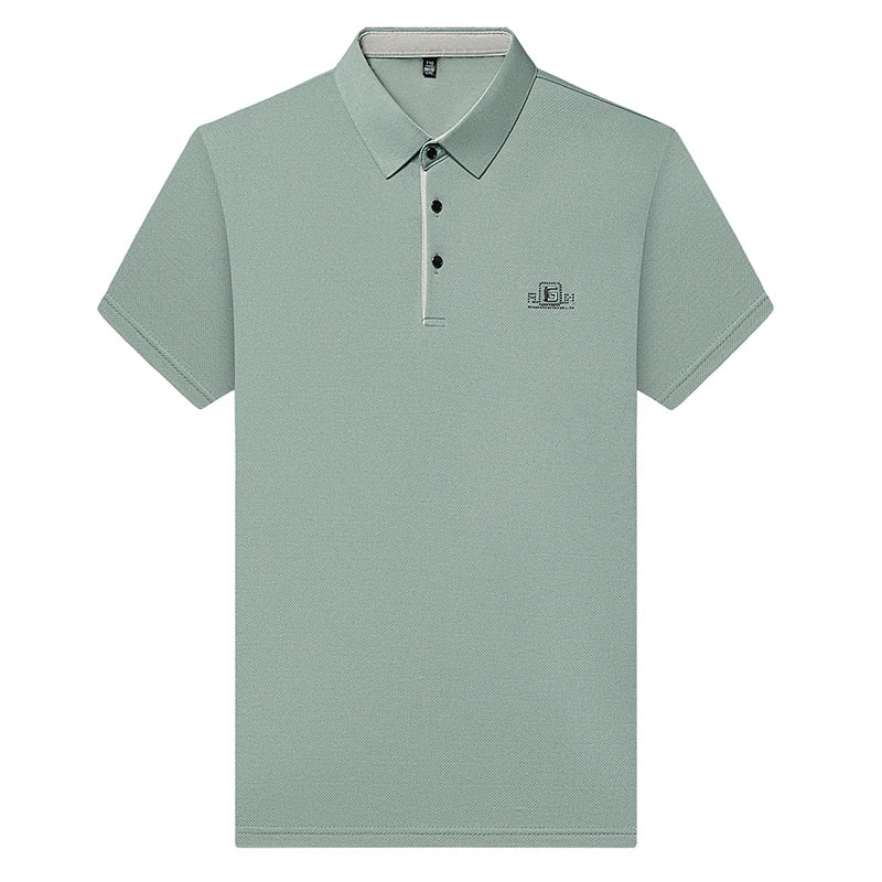 Noxwear - New Men's Business Casual Short Sleeved Shirt with Badge Solid Color Polo Shirt Fashionable Breathable Comfortable Versatile Top