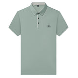Noxwear - New Men's Business Casual Short Sleeved Shirt with Badge Solid Color Polo Shirt Fashionable Breathable Comfortable Versatile Top