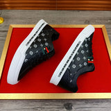 Noxwear - European New Shoes for Men Genuine Leather Casual Shoes Trend Print Flats Skateboard Shoes Youth Street Sneakers