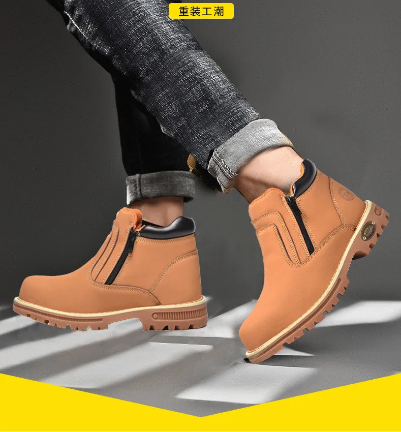 Noxwear - Steel toe cap boots waterproof non-slip work shoes for men women anti smash anti puncture leather construction site safety shoes
