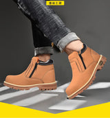 Noxwear - Steel toe cap boots waterproof non-slip work shoes for men women anti smash anti puncture leather construction site safety shoes