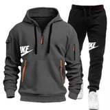 Noxwear-New men's autumn and winter suit zipper hoodie + trousers suit casual men's sportswear warm suit