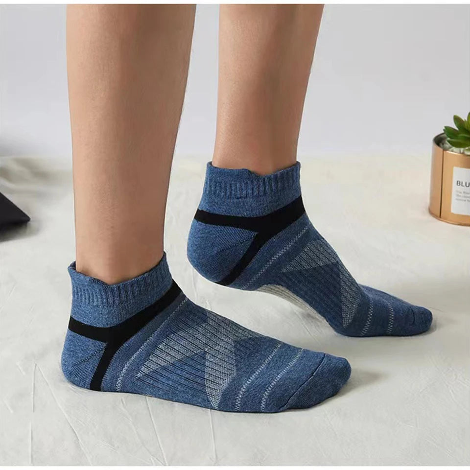 Noxwear - 5 Pairs High Quality Socks Men Summer Outdoor Casual Cotton Socks Short Breathable Black Ankle Socks Run Sports Socks Size 38-45