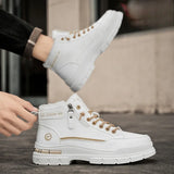Noxwear - Winter Mens Warm Ankle Boots Fashion Versatile White Leather Shoes Outdoor Non-slip Sneakers for Man Motocycle Snows Boots Botas
