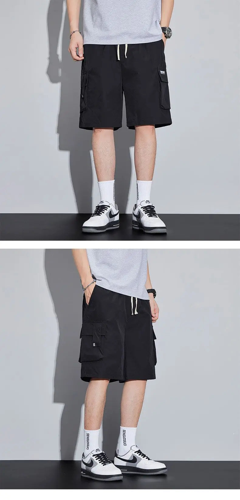 Noxwear - Summer Men's Cargo Shorts Casual Baggy Multi-Pockets Streetwear Shorts Male Fashion Loose Overalls Shorts Male Plus Size