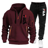 Noxwear-Two sets of 2025 new fashionable men's sportswear, a zippered hooded sweatshirt and sweatpants, for casual fitness and jogging