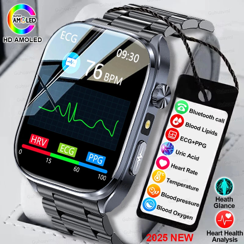Noxwear - 2025 New Accurate ECG Smart Watch Heart Health Analysis Blood analysis Blood Lipid Blood Pressure BT call Smart Watches For Men
